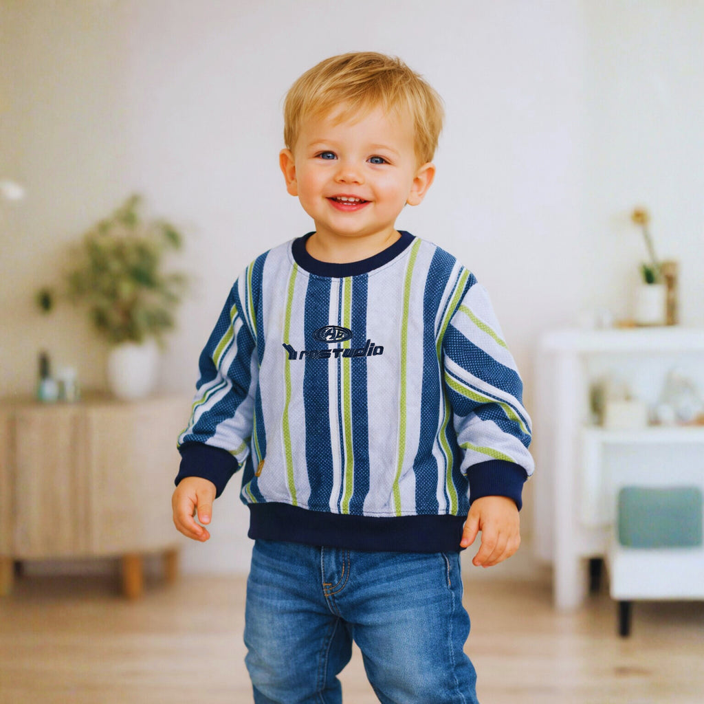 Kids Boys Striped Full-Sleeve Sweatshirt – Cotton Blend | Ages 1 – 6
