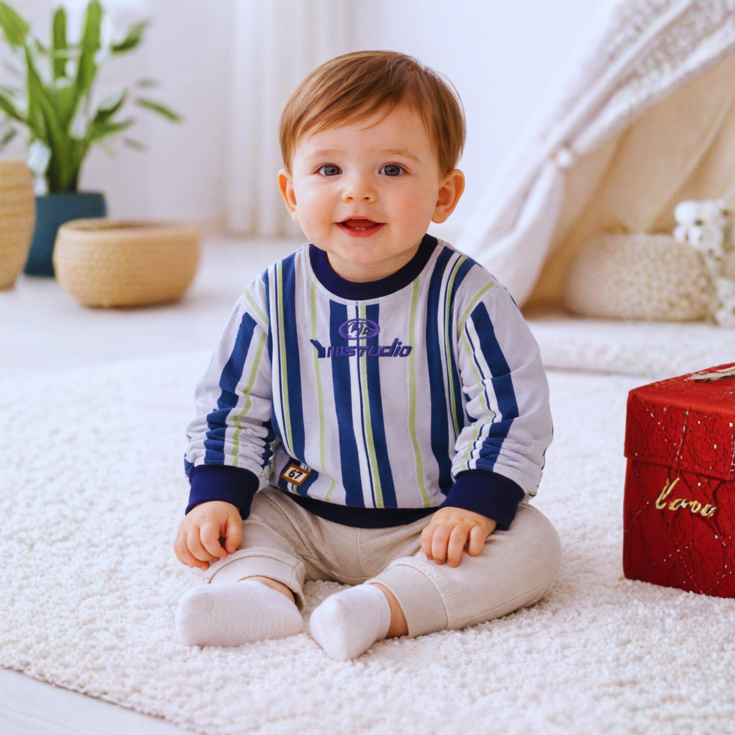 Kids Boys Striped Full-Sleeve Sweatshirt | Ages 1 – 6