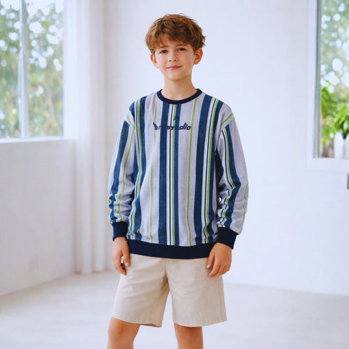 Boys Striped Full-Sleeve Sweatshirt | Ages 8 – 16